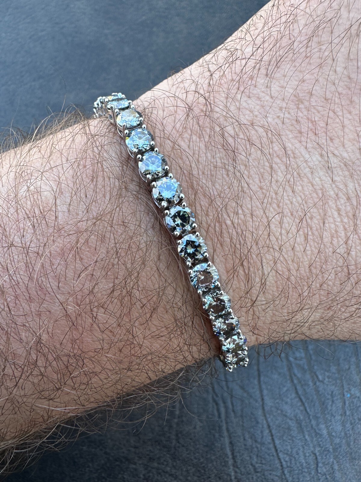 Real Iced Blue Gray MOISSANITE 5mm Tennis Bracelet 925 Silver Passes Tester