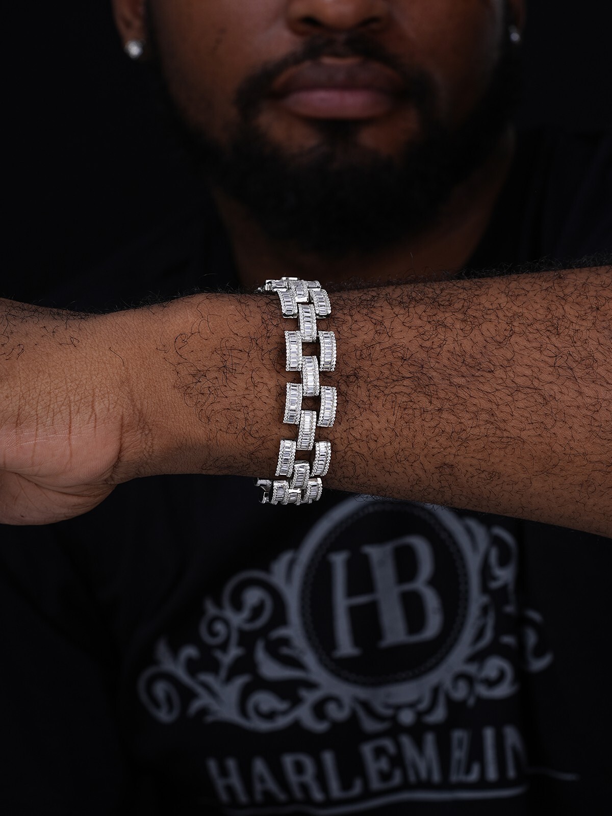 MOISSANITE Baguette 14mm Mens Iced Panther Link Presidential Bracelet Hip Hop