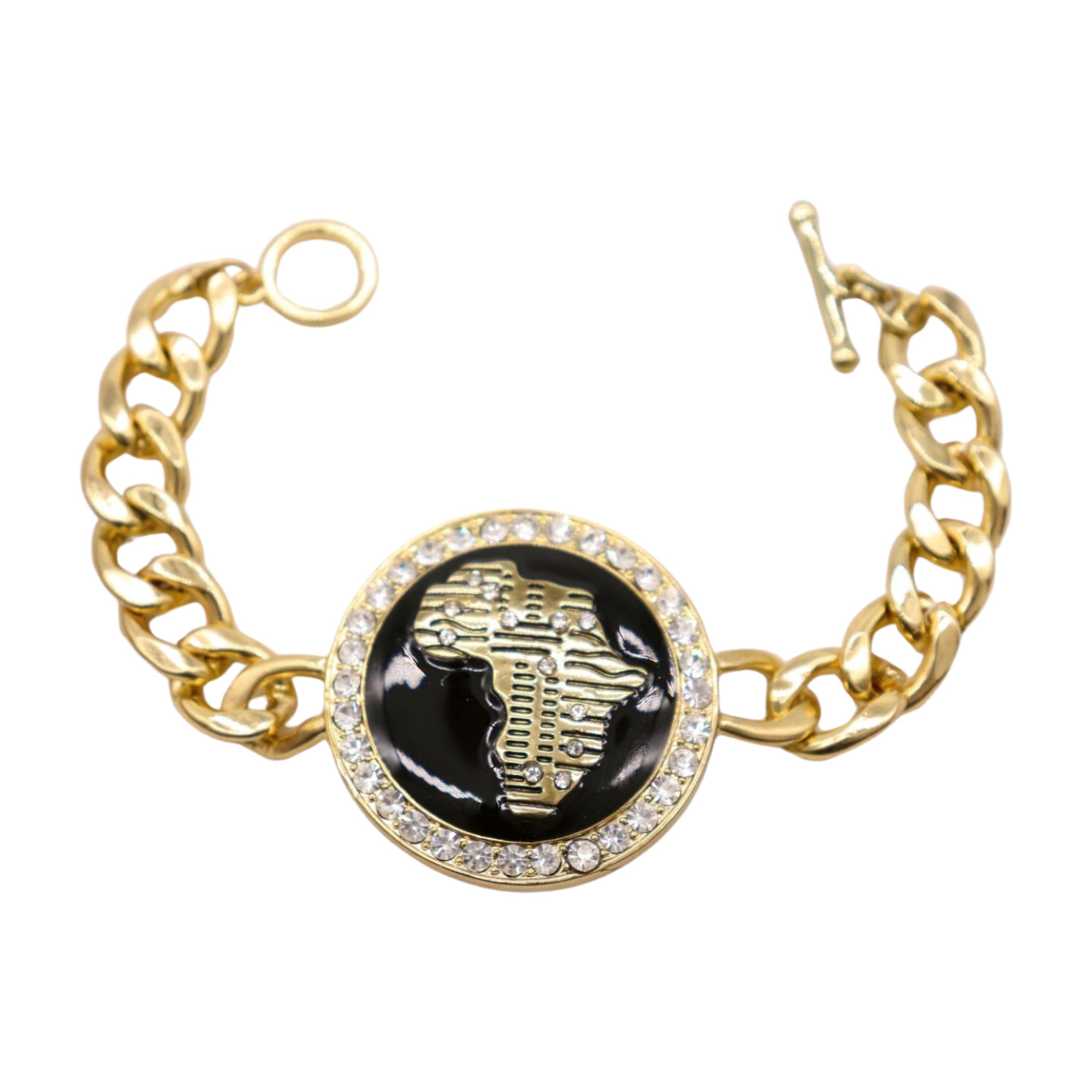 Women Hip Hop Fashion Jewelry Bracelet Gold Metal Chain Africa Continent Charm