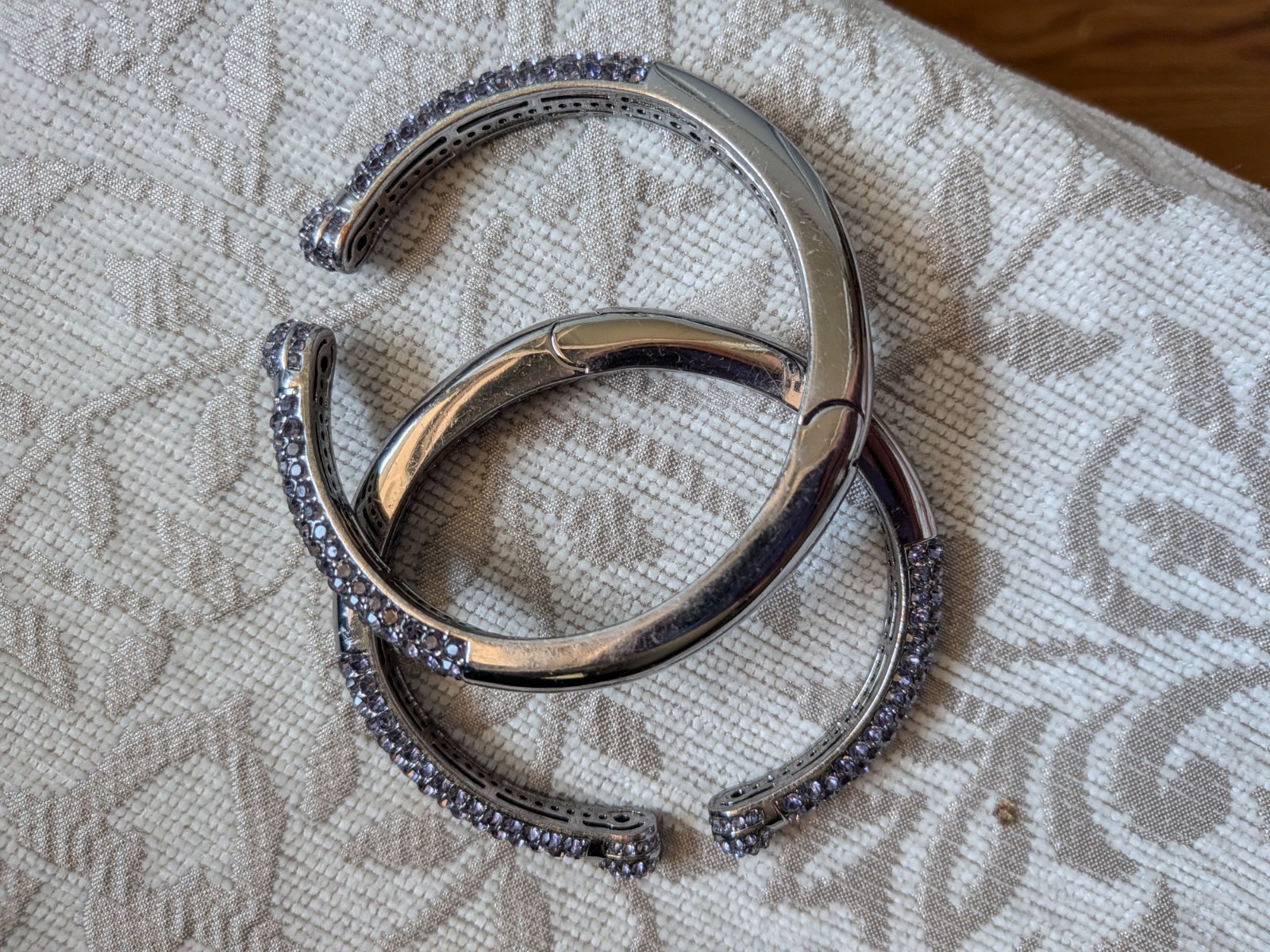 Joan Boyce HSN Kissable Micropavé Crystal Bangle Cuff Bracelets Set 2 Lavender