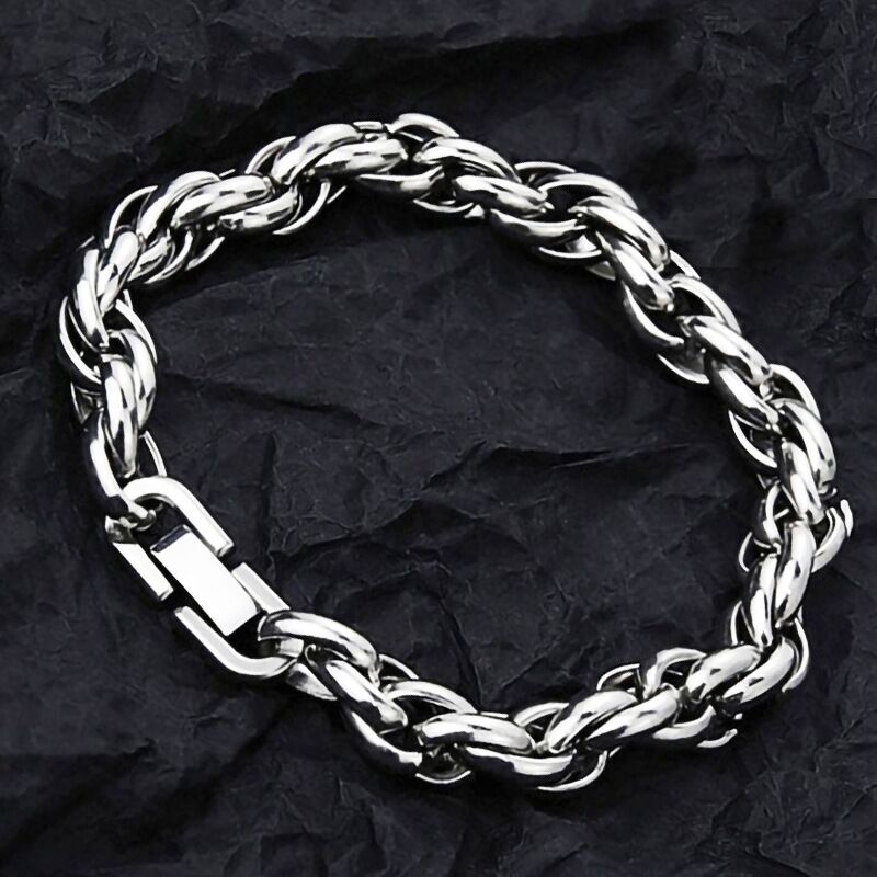6/8/11mm Man Woman Stainless Steel Braided Rope Chain Bracelet Bangle Cuff