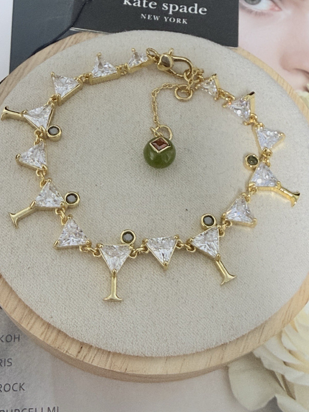 Kate Spade Shaken Or Stirred Martini Glass Tennis Bracelet NWT