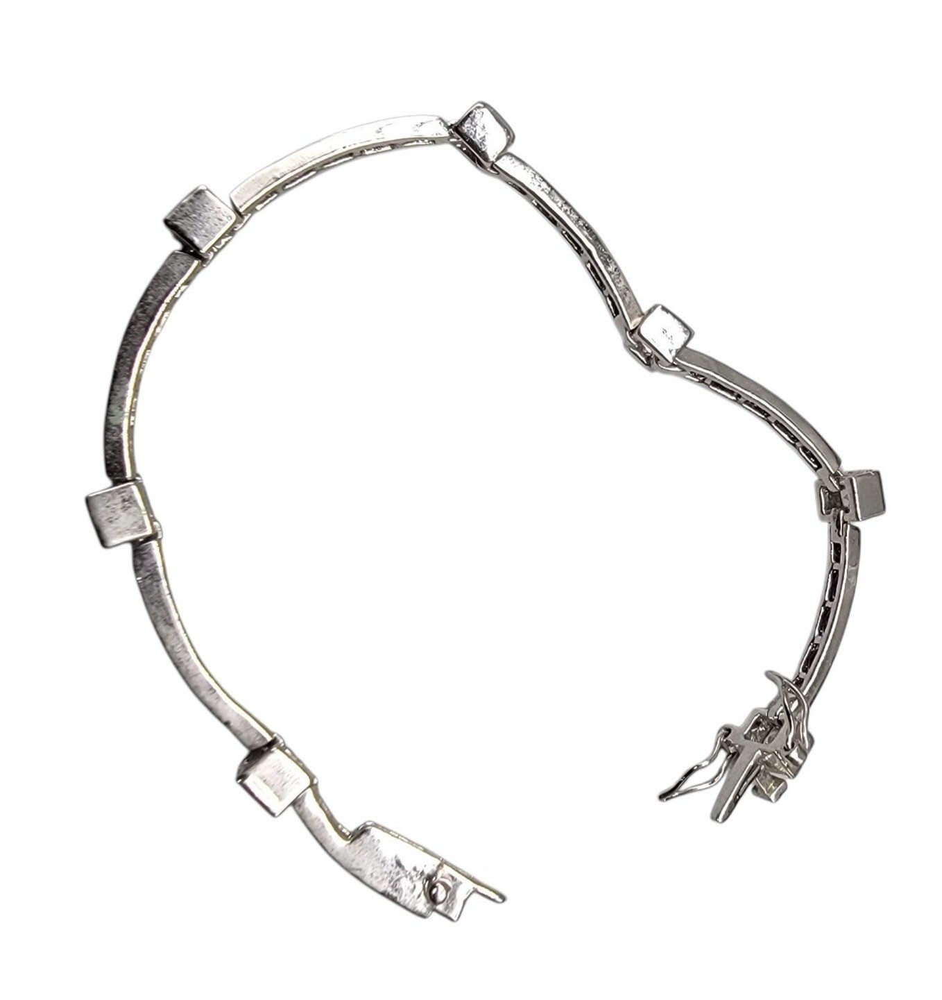 Purple & Clear Cubic Zirconia 10kgp Bracelet SZ 6.5 White Gold Plated