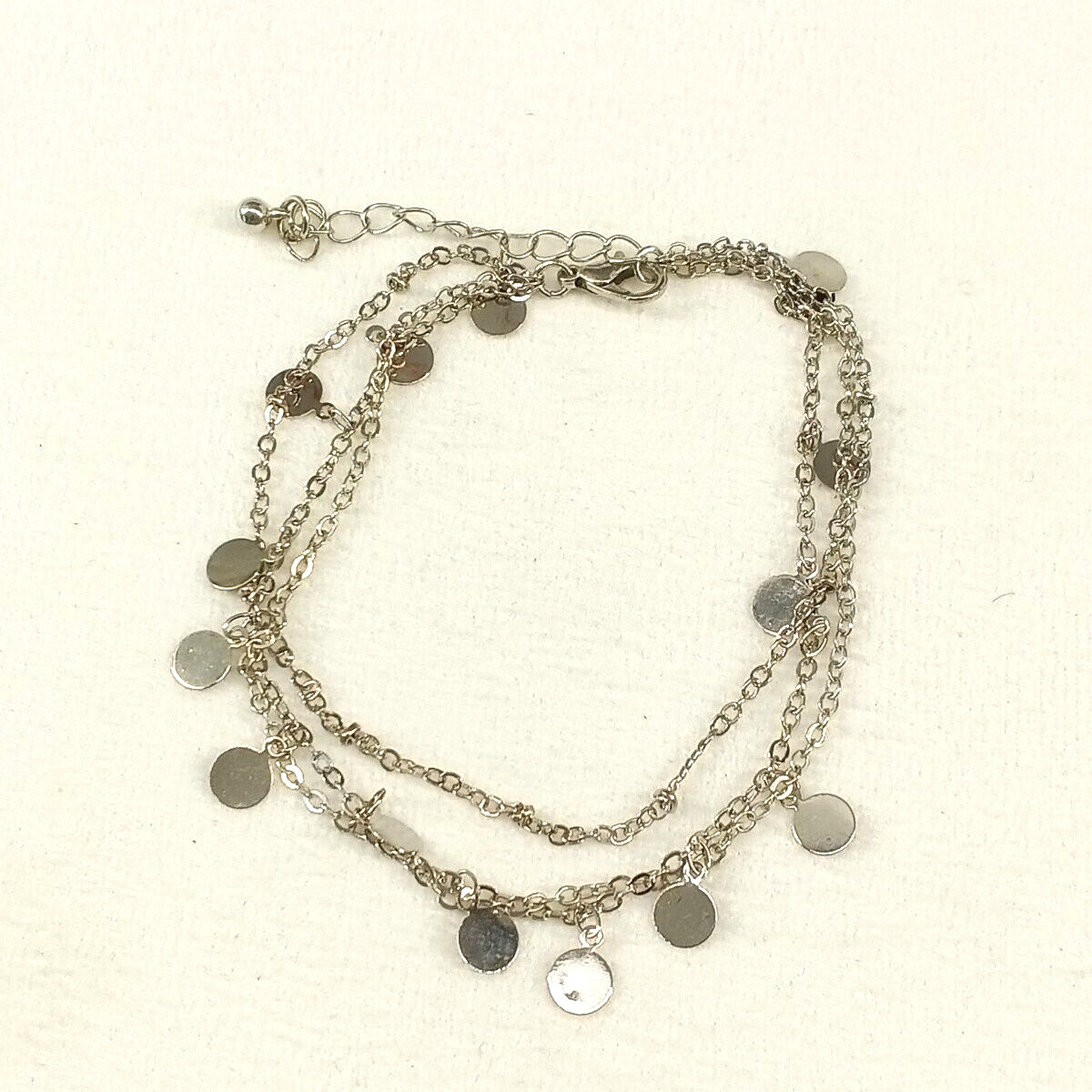 Stack Chain Bracelet Brass Plated Silver One Size 8″ Length