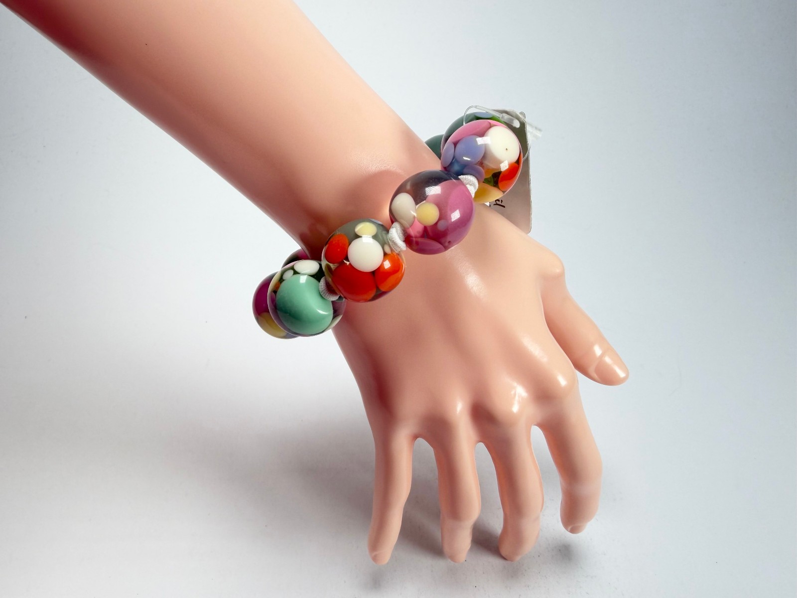 Jackie Brazil “Spots” Spotted Balls On Elastic Resin Bracelet ( B1470 )