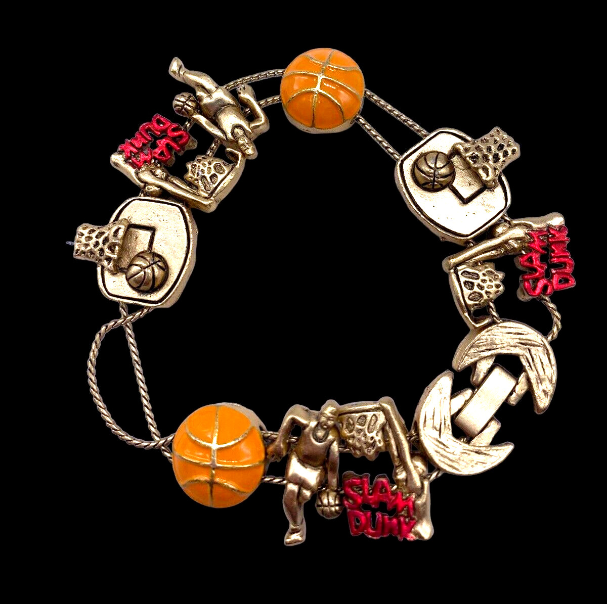 Basketball Charm Bracelet Silver Gold Tone Metal Fan Apparel Gift Jewelry Womens