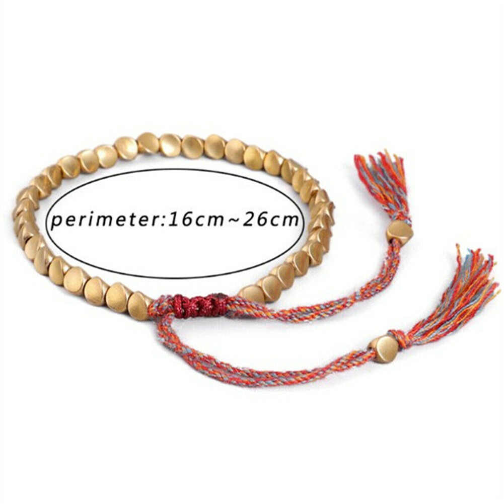 4PCS Handmade Tibetan Buddhist Braided Cotton Copper Beads Lucky Rope Bracelet