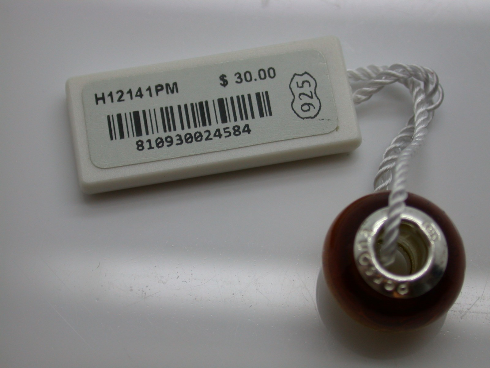 .925 STERLING SILVER PERSONA CHARM BURNT ORANGE BROWN GOLD MURANO GLASS NEW B17