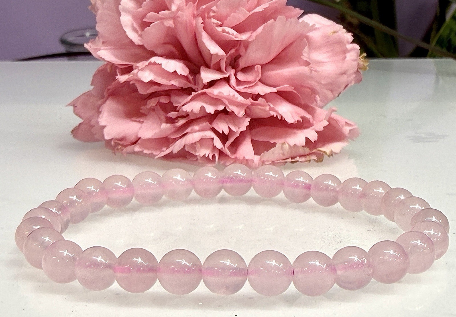 Wholesale 6 Pcs Natural Rose Quartz 6mm 7.5” Crystal Healing Stretch Bracelet