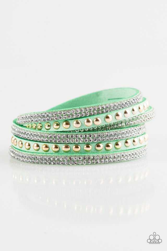 Paparazzi Bracelet – I Bold you So! Green Urban Double Snap Wrap