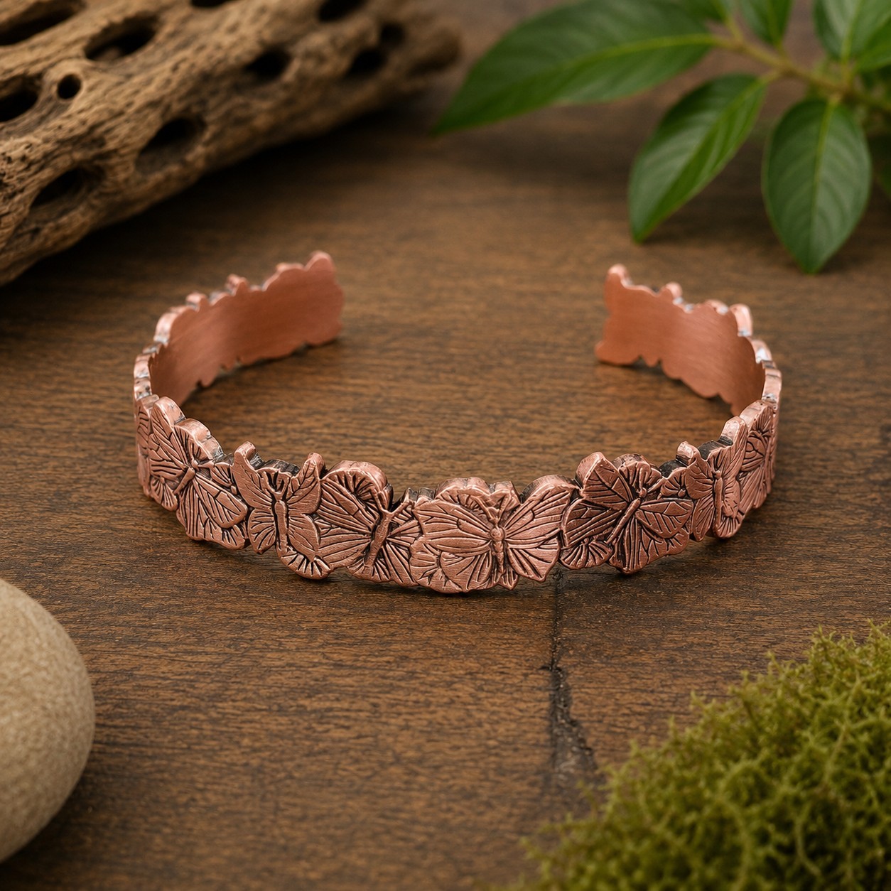 Pure Copper Butterfly Bracelet, Adjustable Copper Cuff, Butterfly Bangle