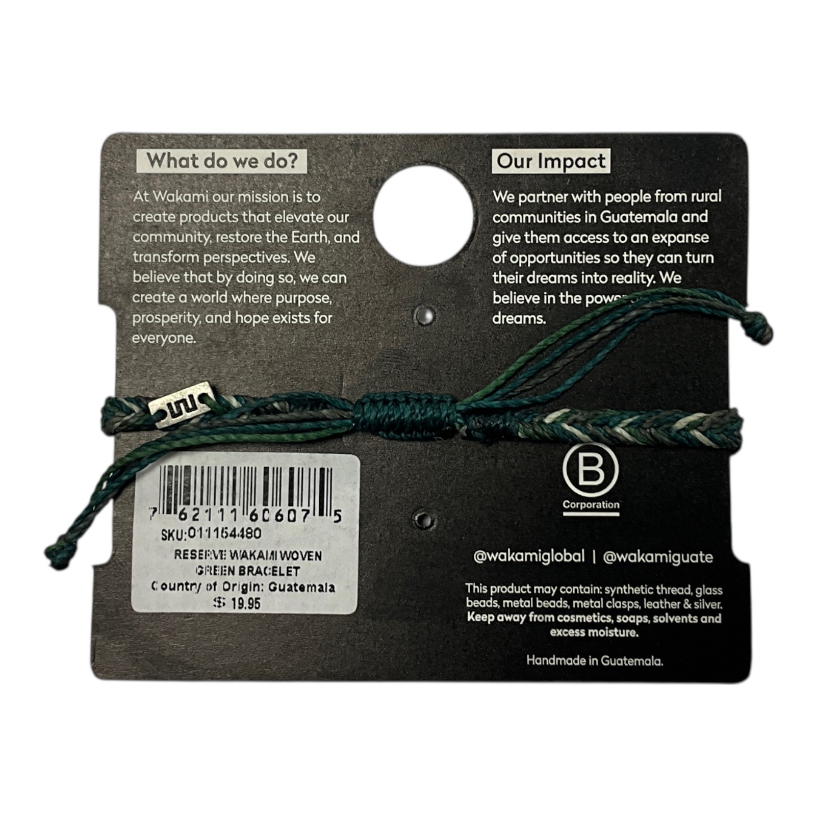 Starbucks Reserve × Wakami Woven “Friendship” 6 Person Green Cinch Tie Bracelet
