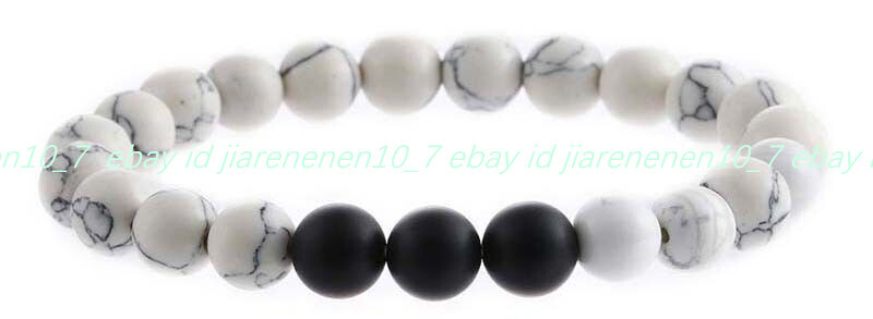 Long Distance Relationship Genuine Stones Howlite Bracelets Valentine’s Onyx 8mm