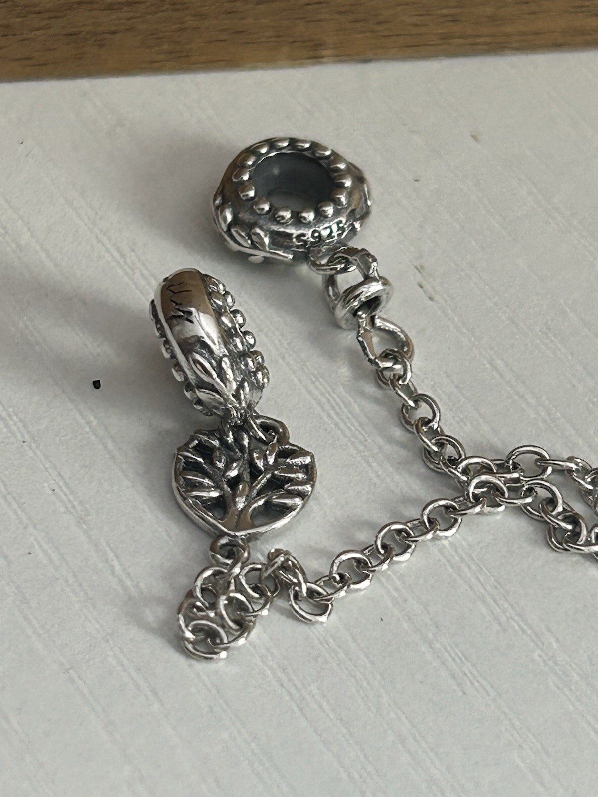S925 Sterling Silver Family Tree Safety Chain Charm Love Cute Gift