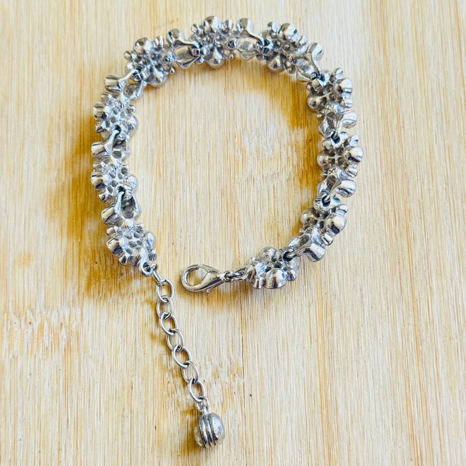 Givenchy Tennis Flex Bracelet Cluster Crystal Rhinestone Silver Designer