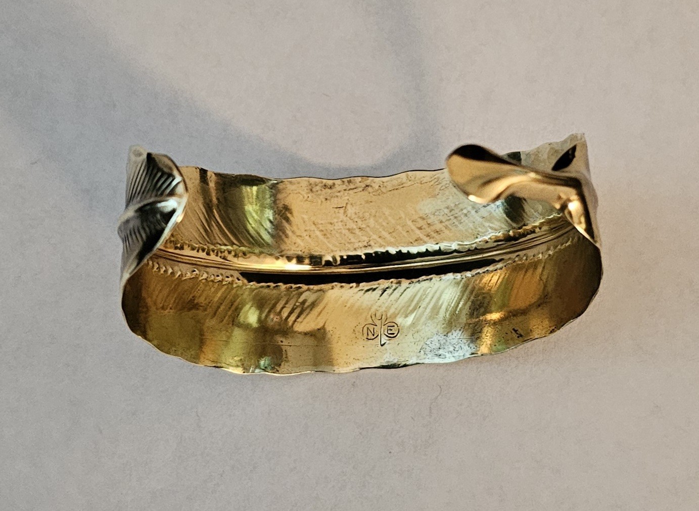 Stuart Nye Brass Feather Cuff Bracelet