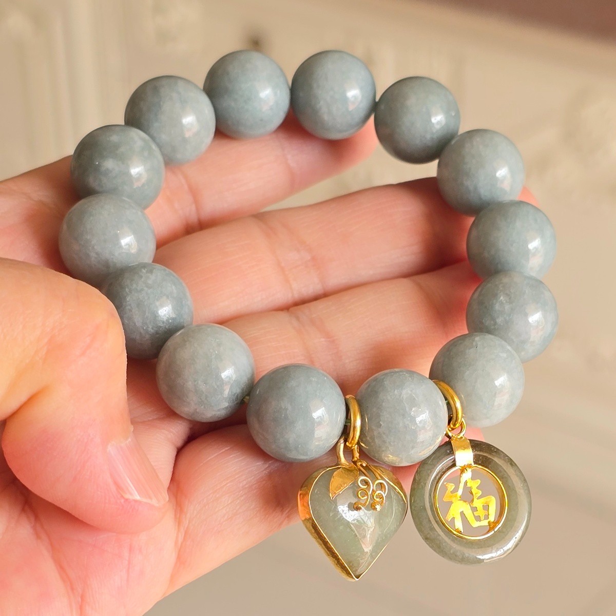 Jade Bracelets Bangle Round Real Natural Green Gems Jewelry Healing Energy Women