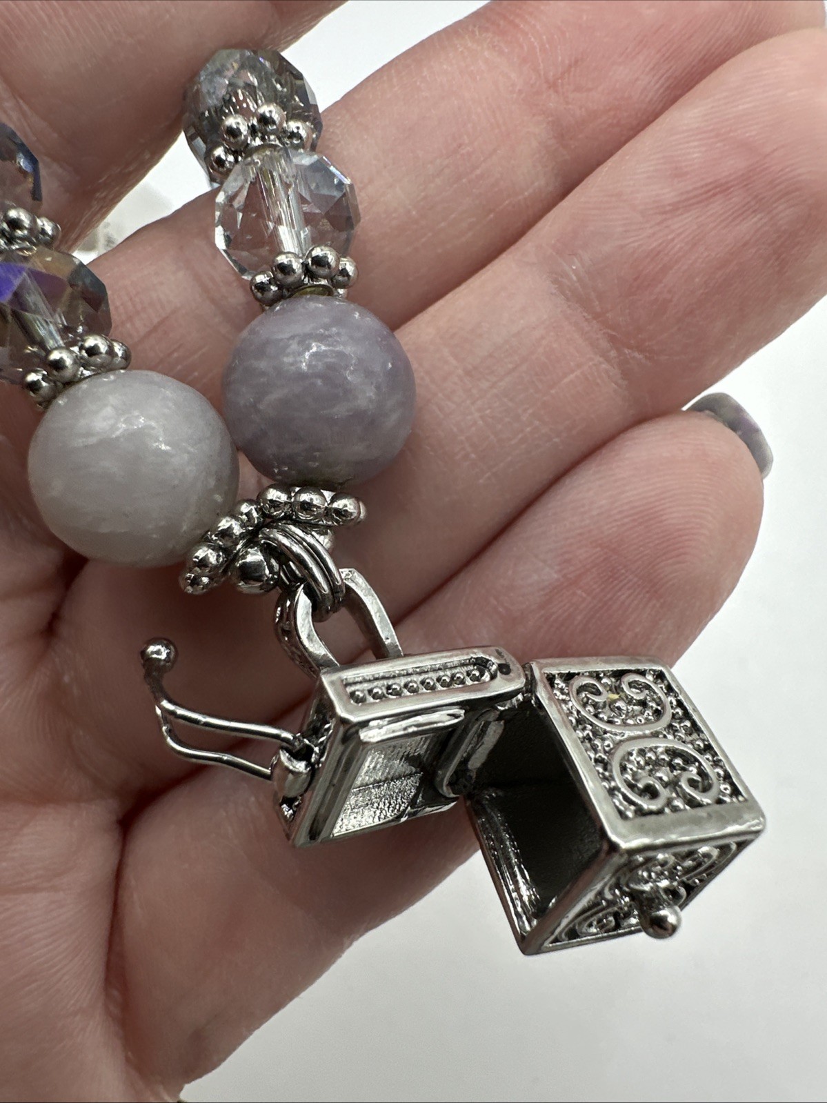 Vintage Alexa’s Angels prayer box Stretch bracelet NWT Crystal & Gemstone