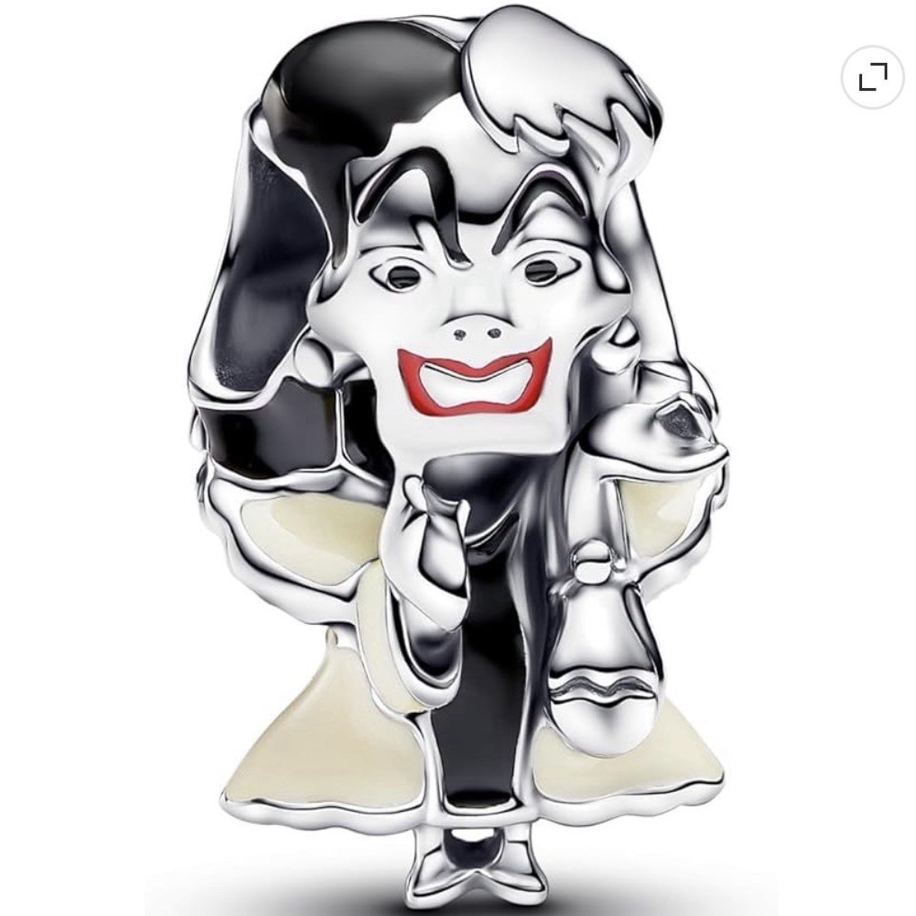 PANDORA Disney Cruella De Vil Enamel Silver Charm Black/White/Red 793424C01