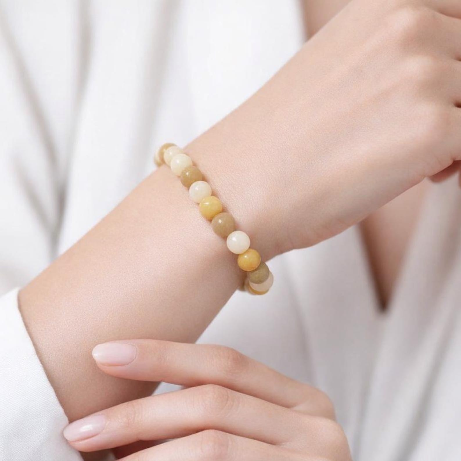 Yellow Aventurine Bracelet, Warm Honey Beads, Stackable Minimalist Accessory
