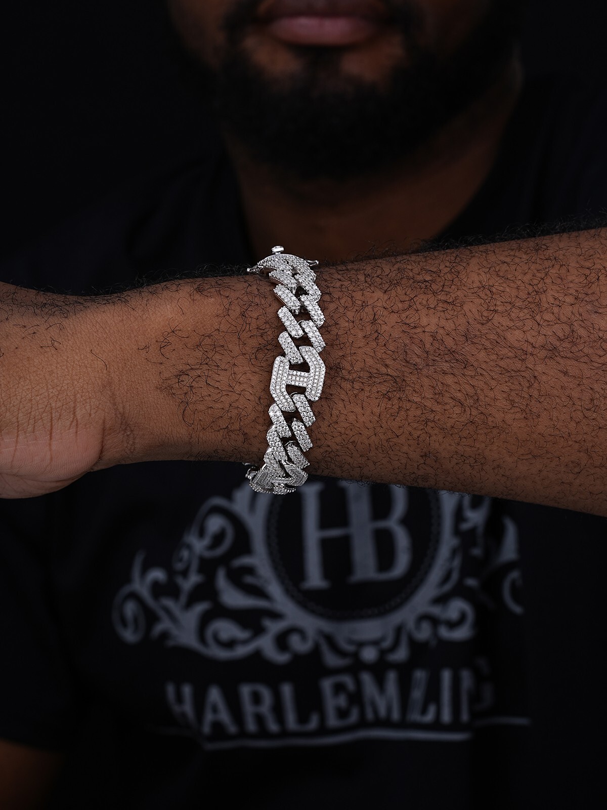 MOISSANITE Solid 925 Silver Mens 15mm Figarucci Gucci Link Prong Cuban Bracelet
