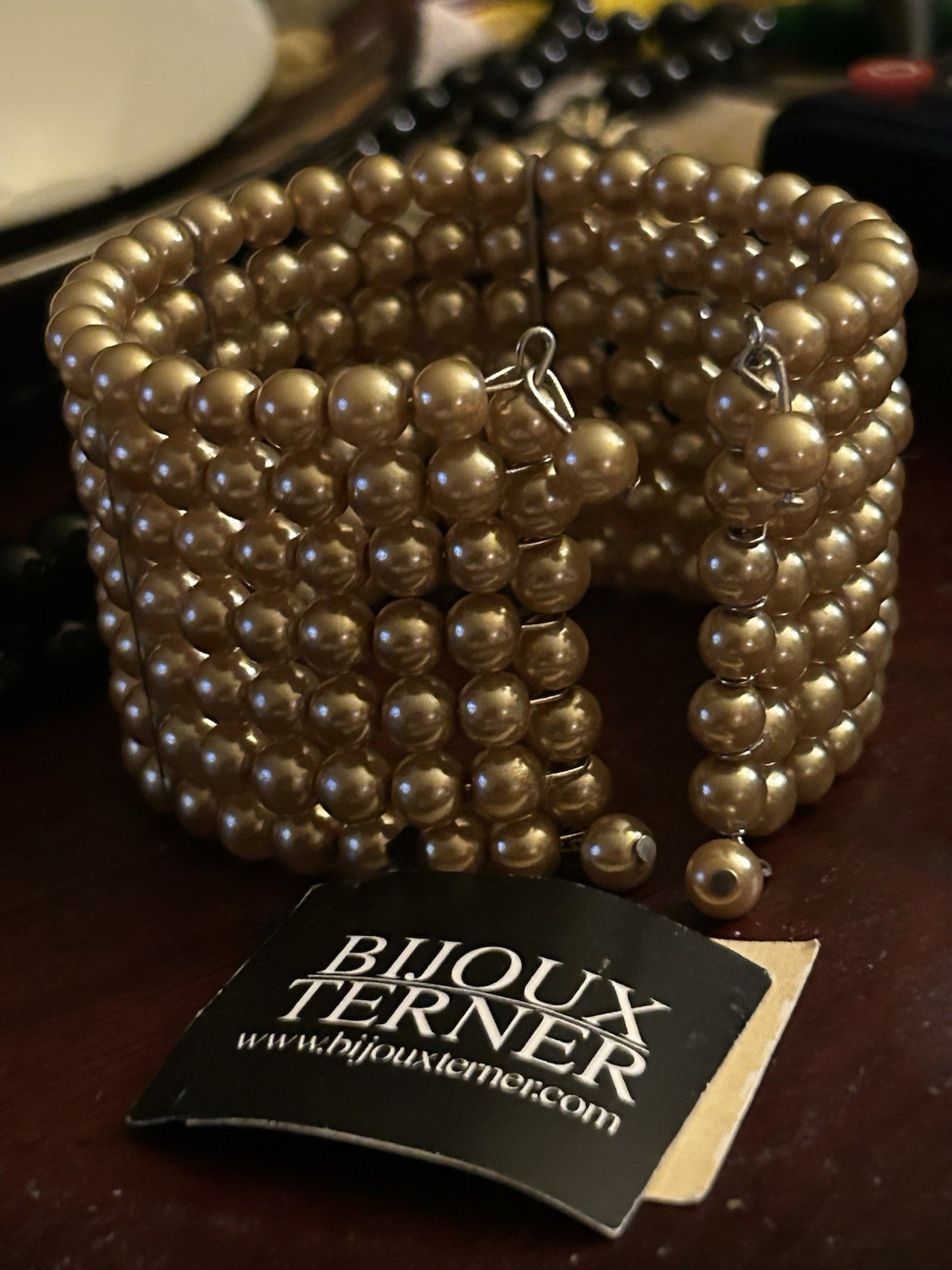 Bijoux Terner Gold Pearl Multi Row Cuff Bracelet NWT Statement Wrap Fashion