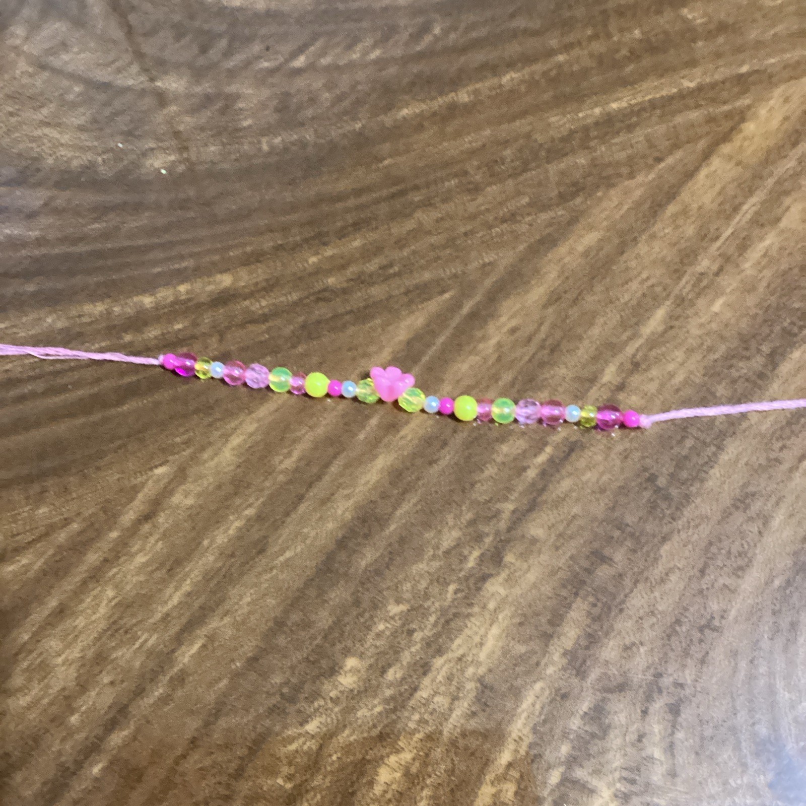 Multicolor Beaded String Bracelet Adjustable Tie Closure Plastic