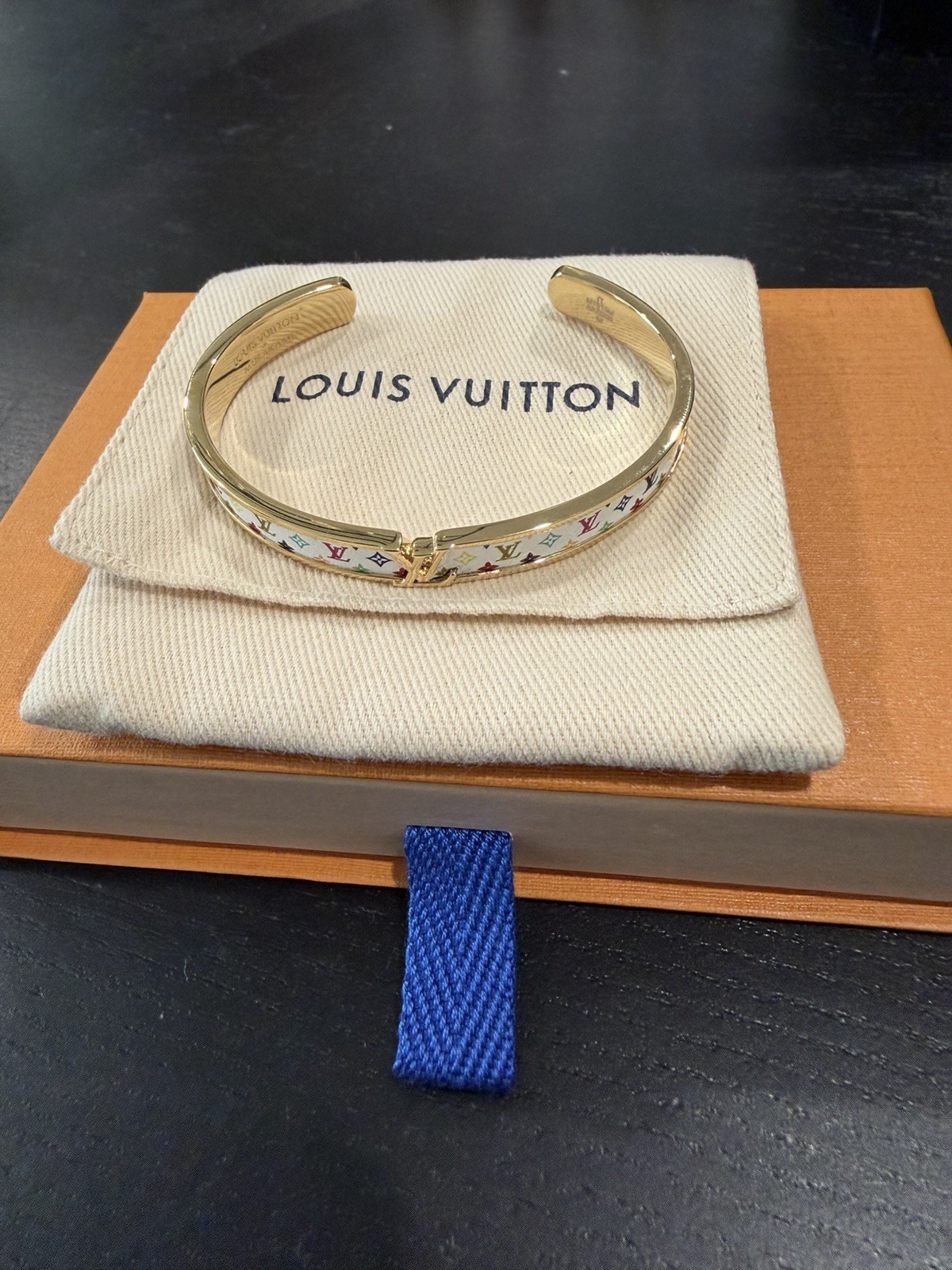 Louis Vuitton Murakami Initiales LV Bracelet Medium White Gold
