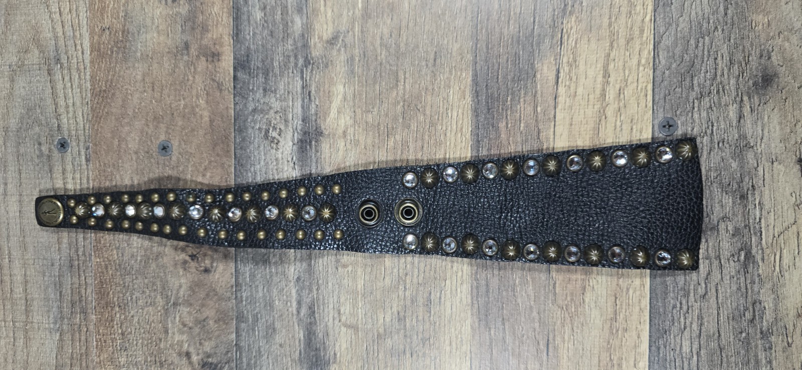 The Rowdy Cowgirl Leather Bracelet Gunslinger Cuff Black Studded Pre Owned