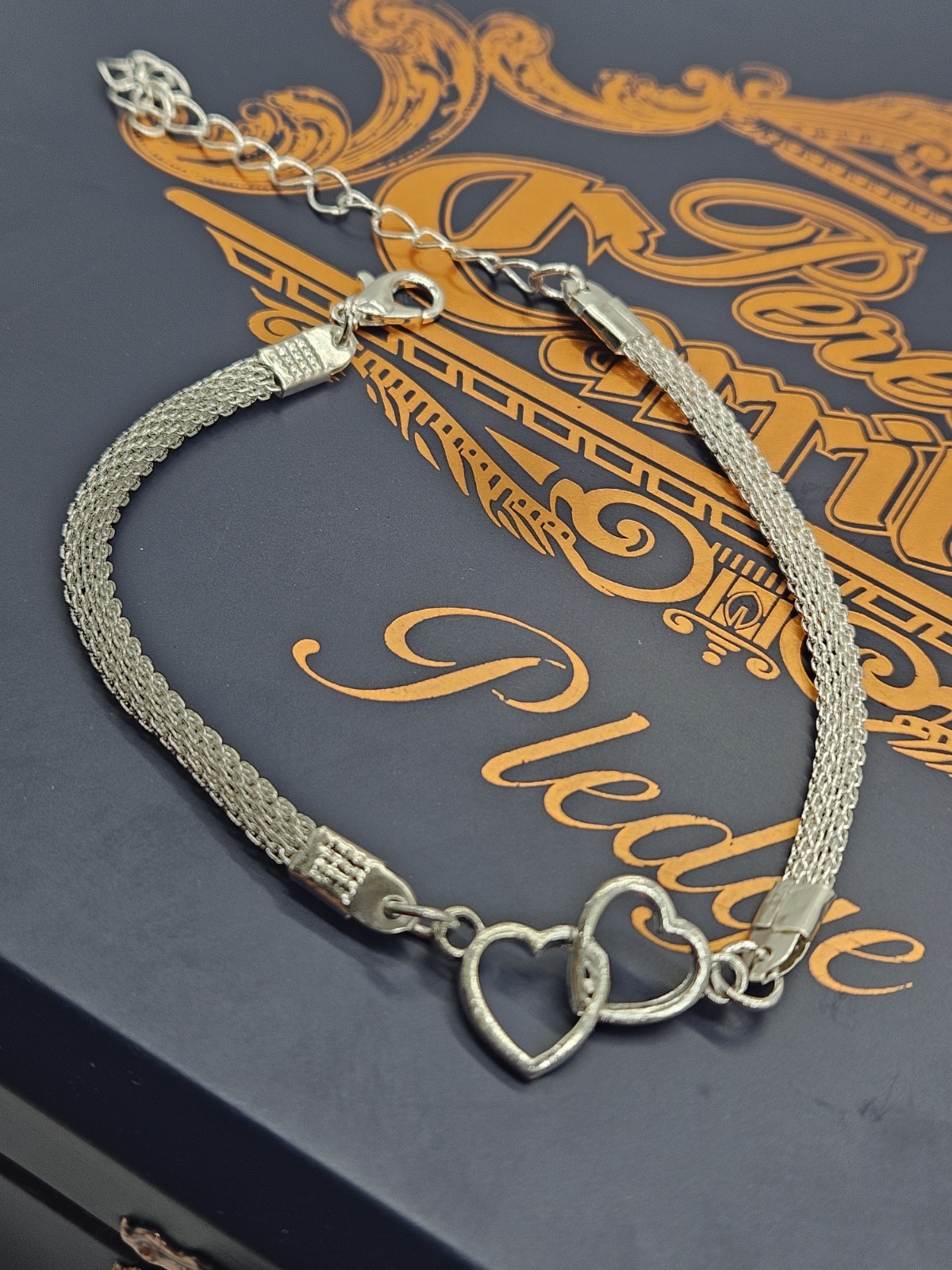 Women’s Fashion Jewelry Silver Color Double Heart Love Bracelet 72-6