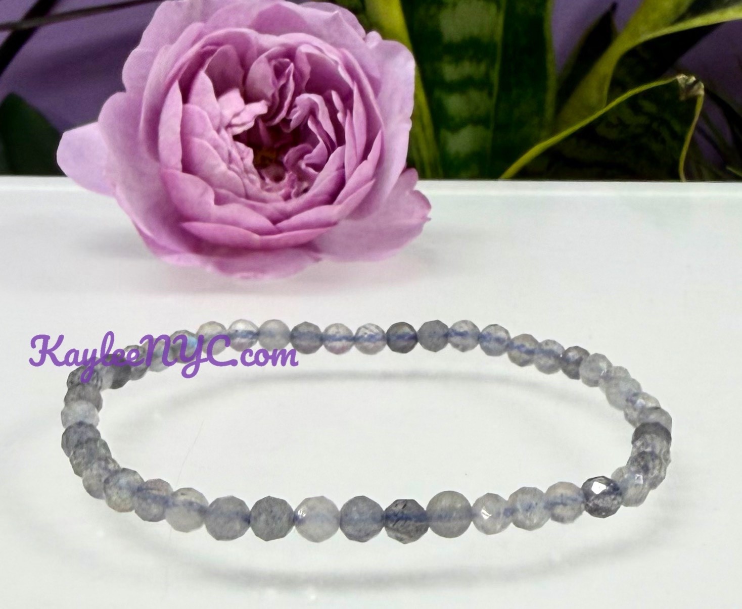 Wholesale 6 Pcs Natural 4mm Faceted Labradorite 7.5” Stretch Bracelet