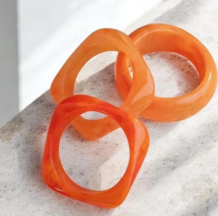 New 3pc Shades of Orange Resin Bangle Bracelets