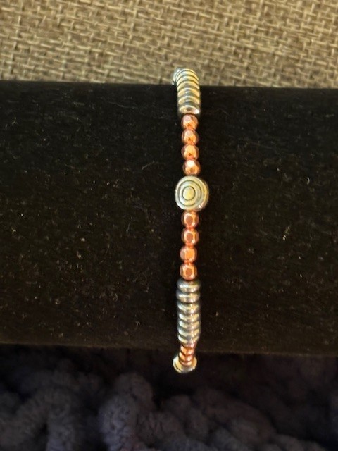 copper and hematite stretch bracelet
