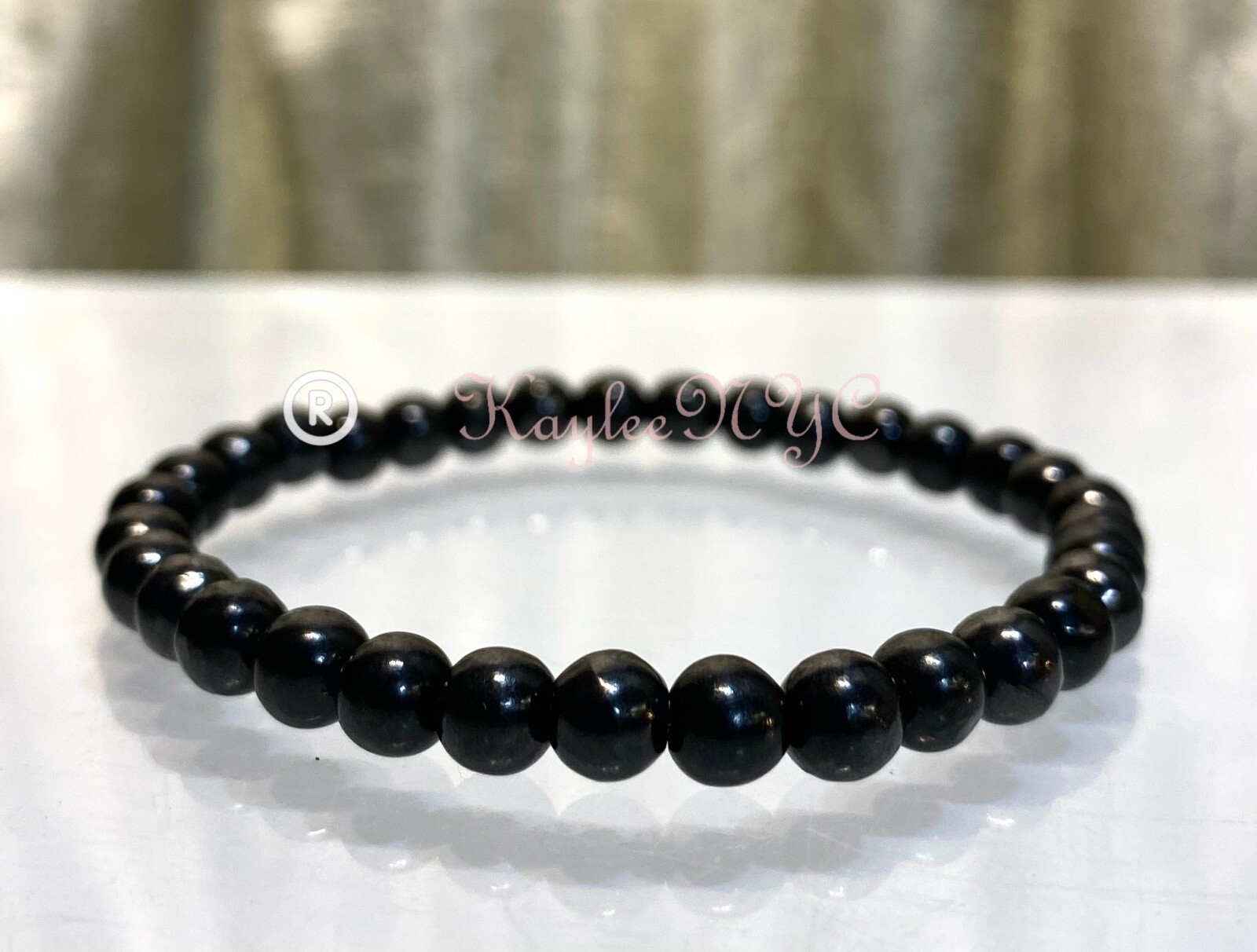 Wholesale Lot 6 Pcs Natural Shungite 6mm 7.5” Crystal Stretch Bracelet
