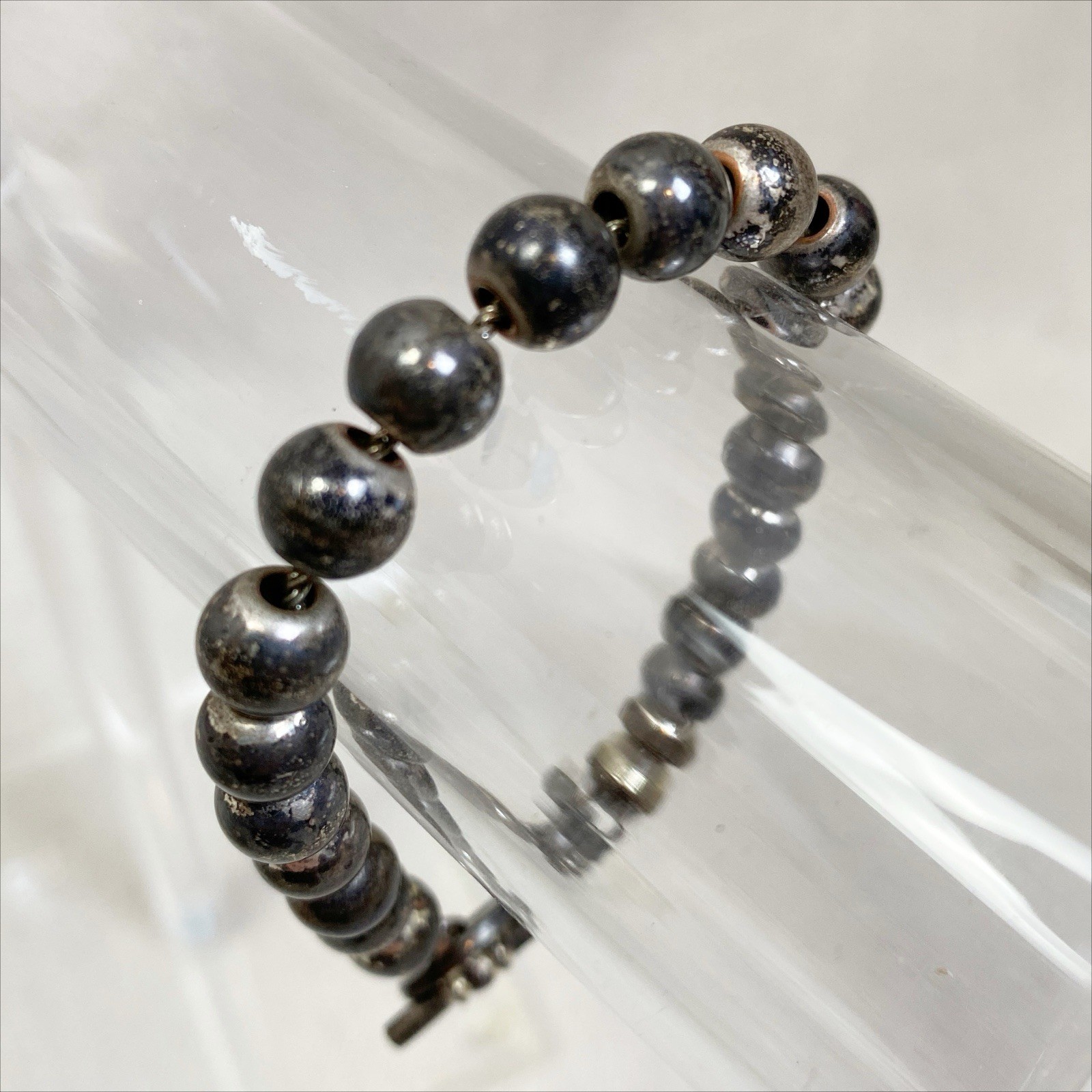 Ralph Lauren Silver Tone Bead Bracelet Toggle Clasp