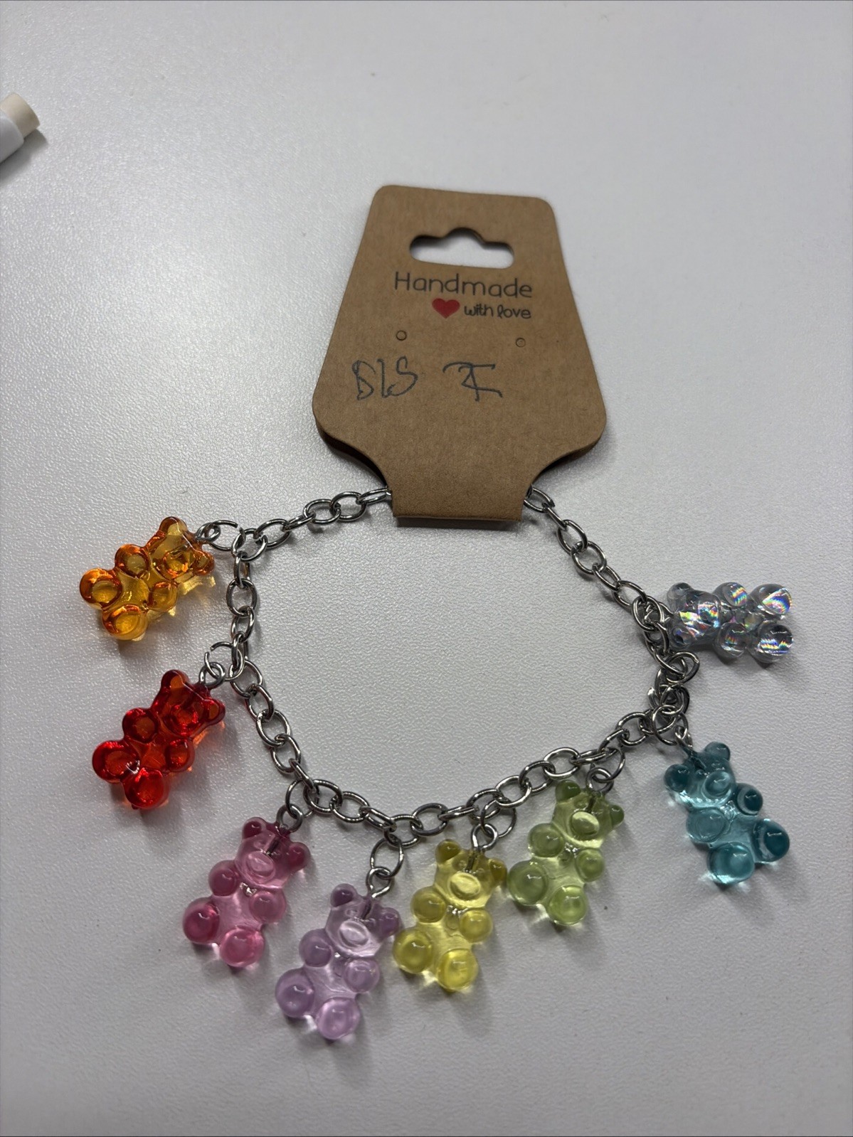 Dangly gummy Bear Multicolor Charm Bracelet Silver Chain