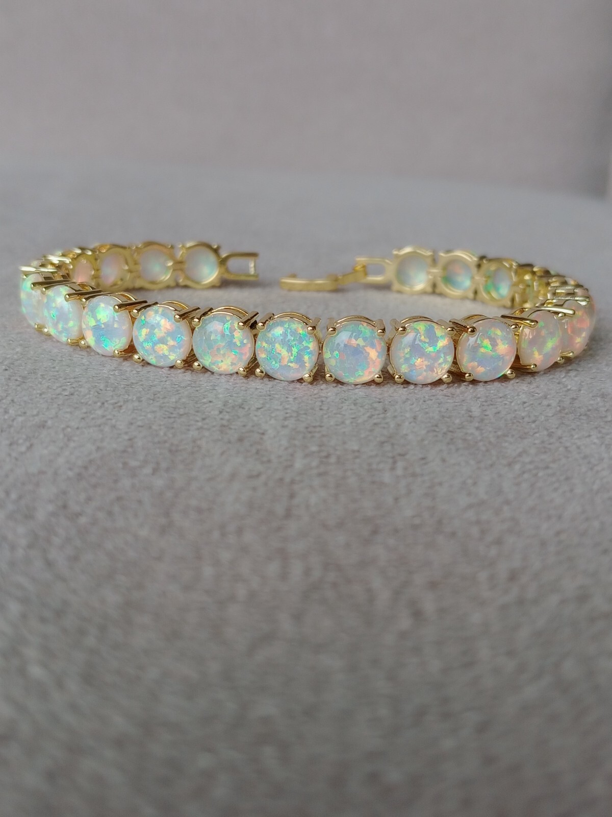 Gold Blue Opal Tennis Bracelet | Opal Bracelet | Opal | October Birthstone