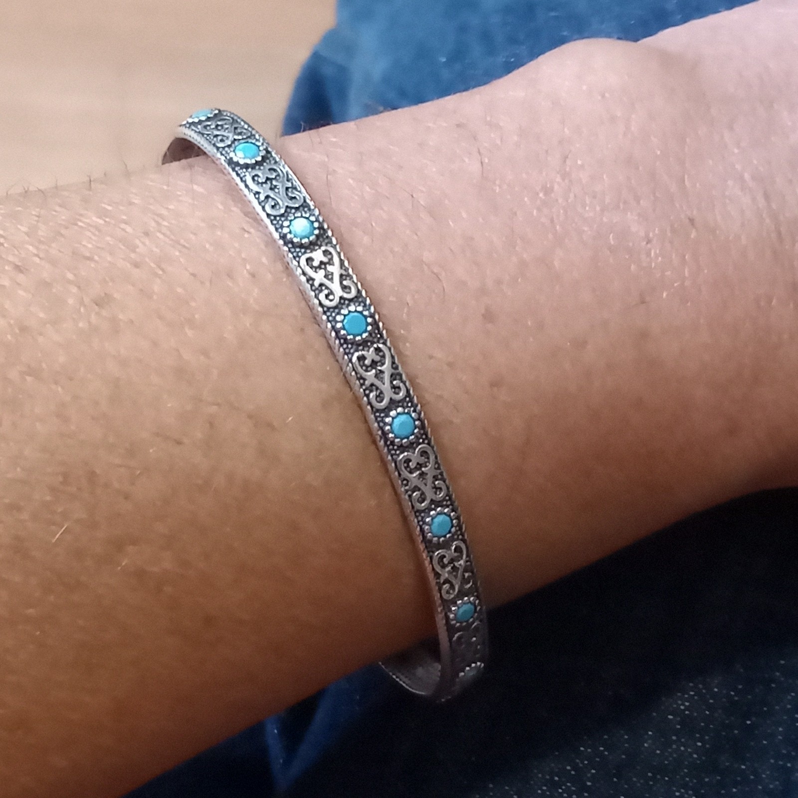 925 Sterling Silver ze Turkish Handmade Turquoise Cuff Bangle Hurrem Bracelet