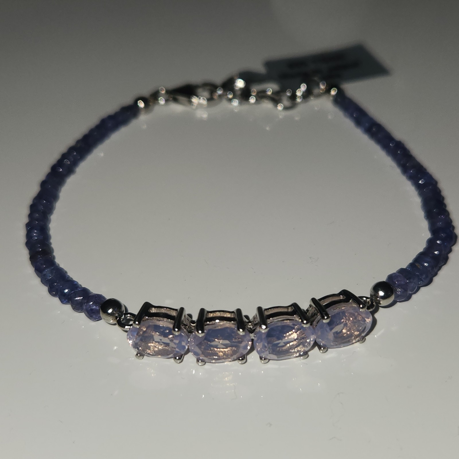 Lavender Quartz Bead Bracelet with Tanzanite in Sterling Silver 16.87cts