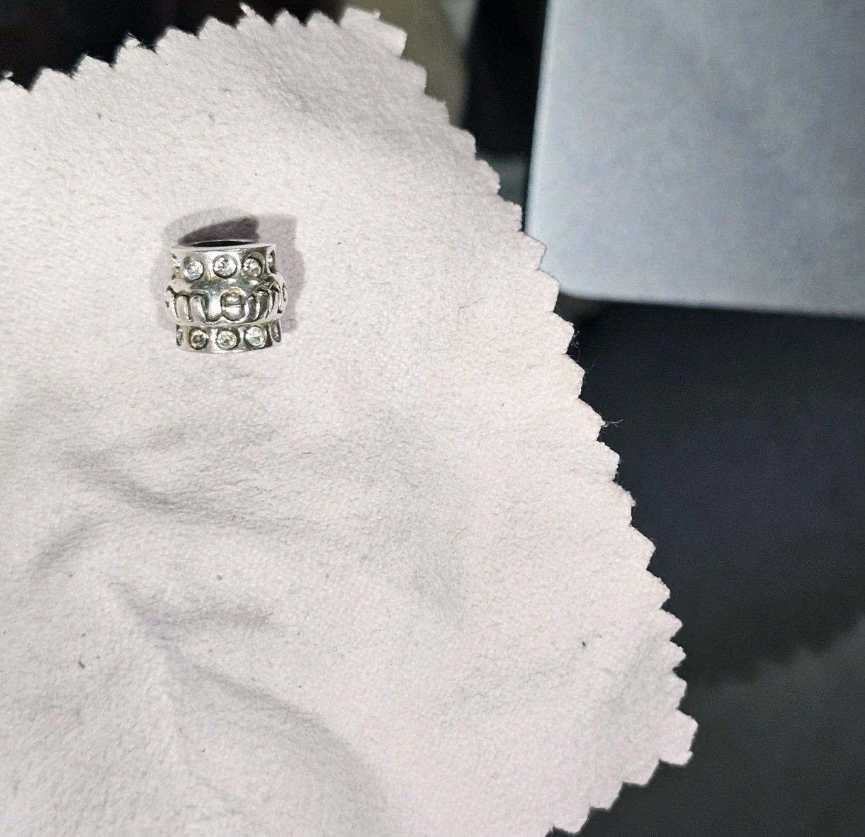 925 Sterling Silver CZ Mom Charm Bead Stamped