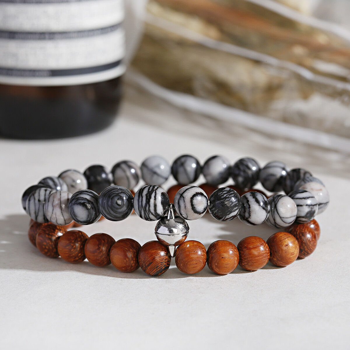 2Pcs/set Magnetic Couples Bracelets Attraction Matching Beaded Bracelets Jewelry
