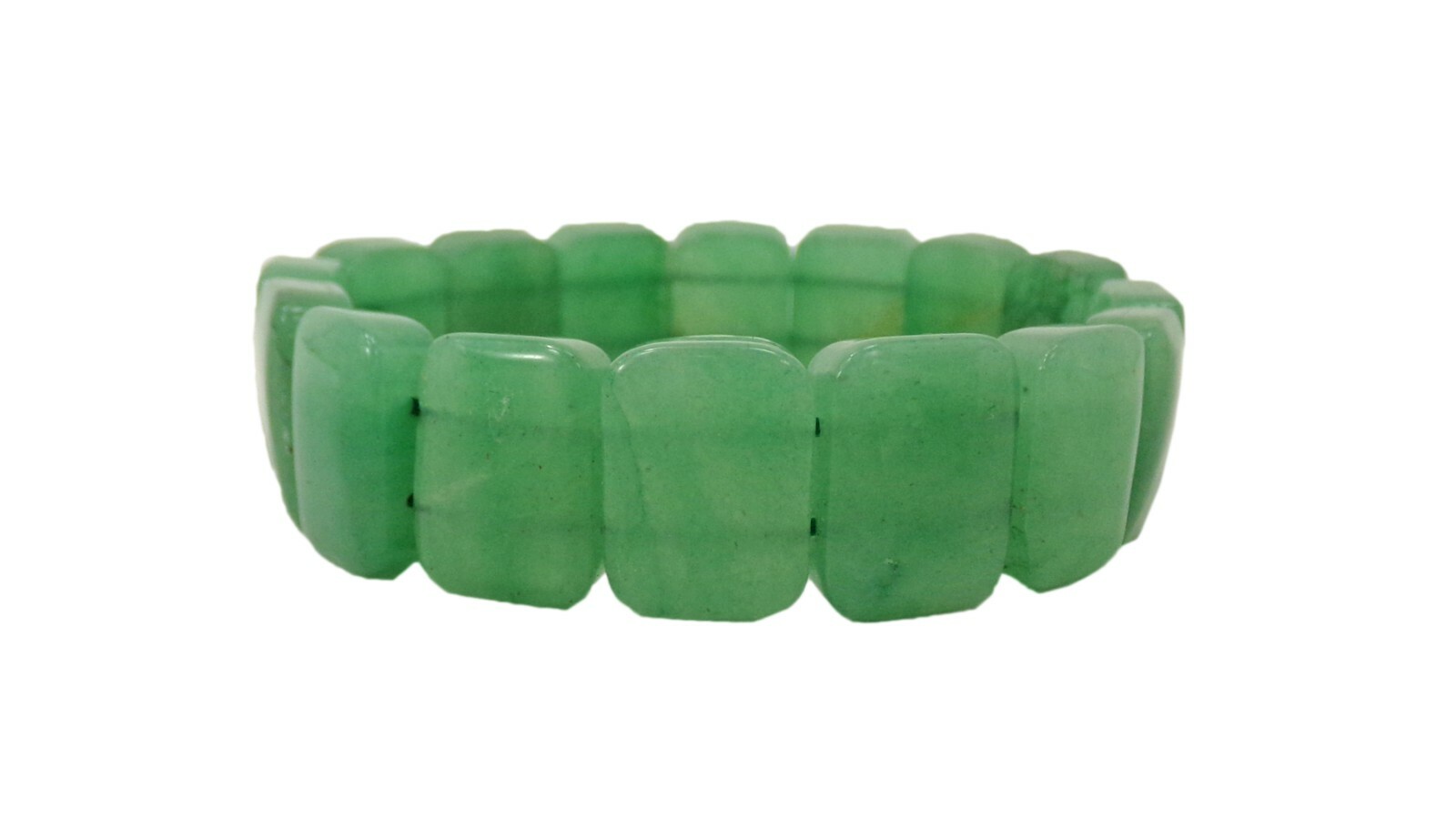Green aventurine genuine stone stretch bracelet with rectangle cut stones New