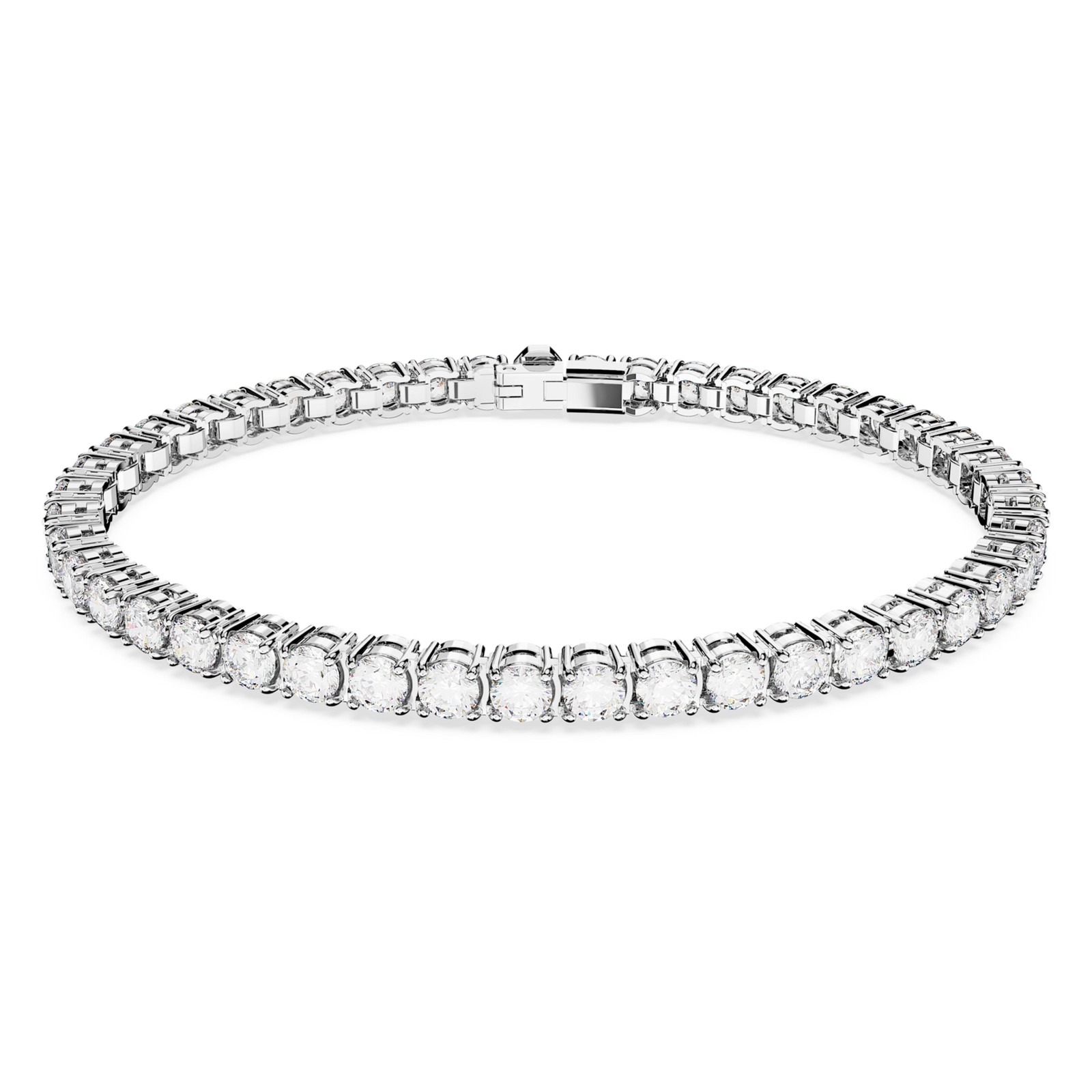 Swarovski Matrix Tennis Bracelet Round Cut, White, Rhodium Plated, Large 5648938