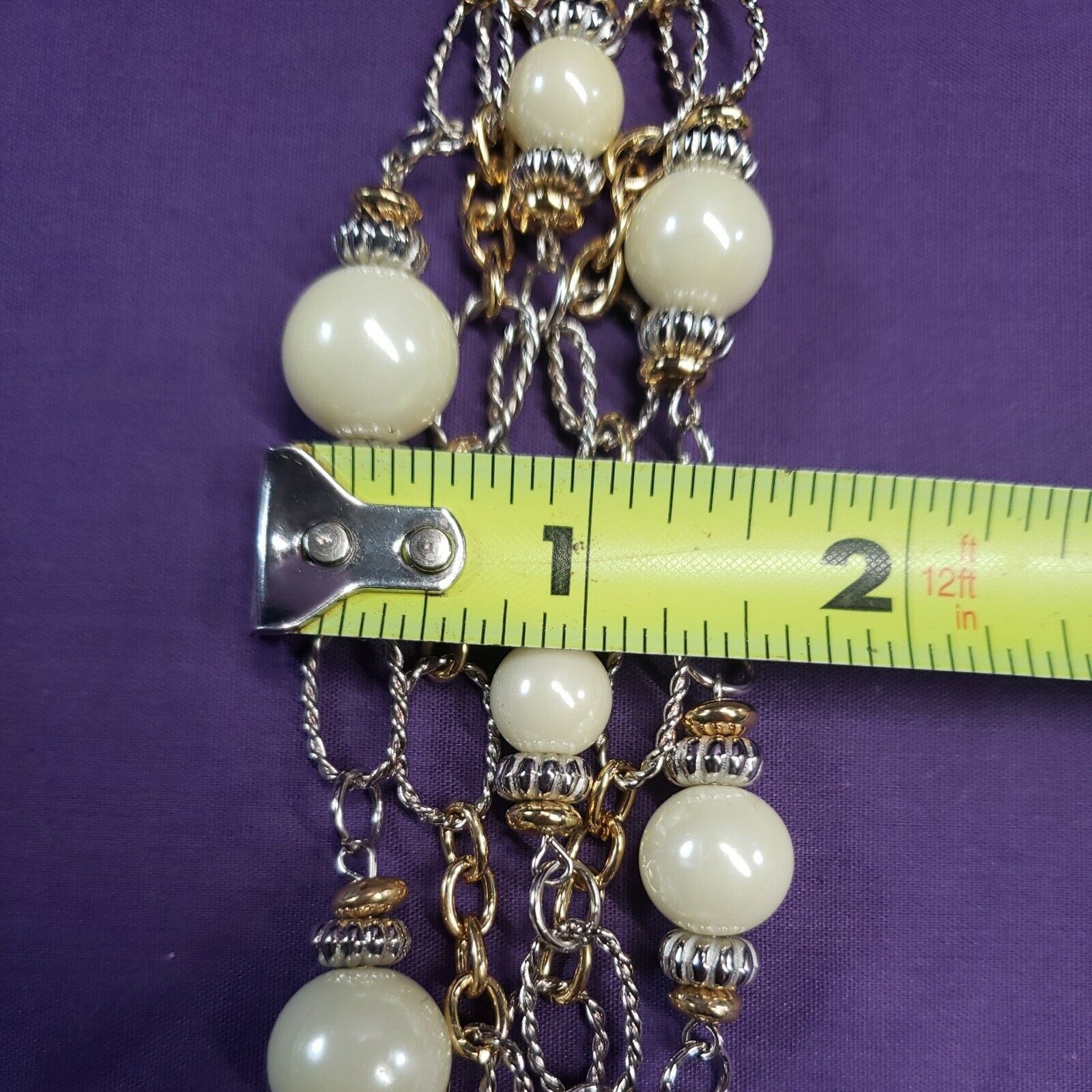Bijoux Stella Multistrand Mixed Metals Faux Pearl Bracelet, NWT