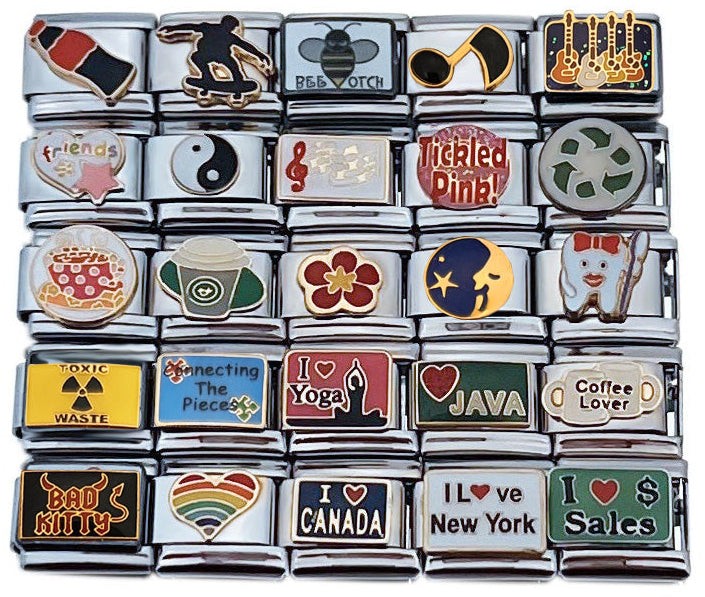 9mm Italian Charms Assorted Designs Words And Sassy Sayings (Col #10)