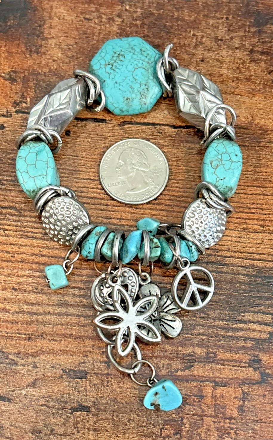 Lot 14 Faux Simulated Turquoise Fashion Jewelry Bracelets Stretch Cuff Tennis