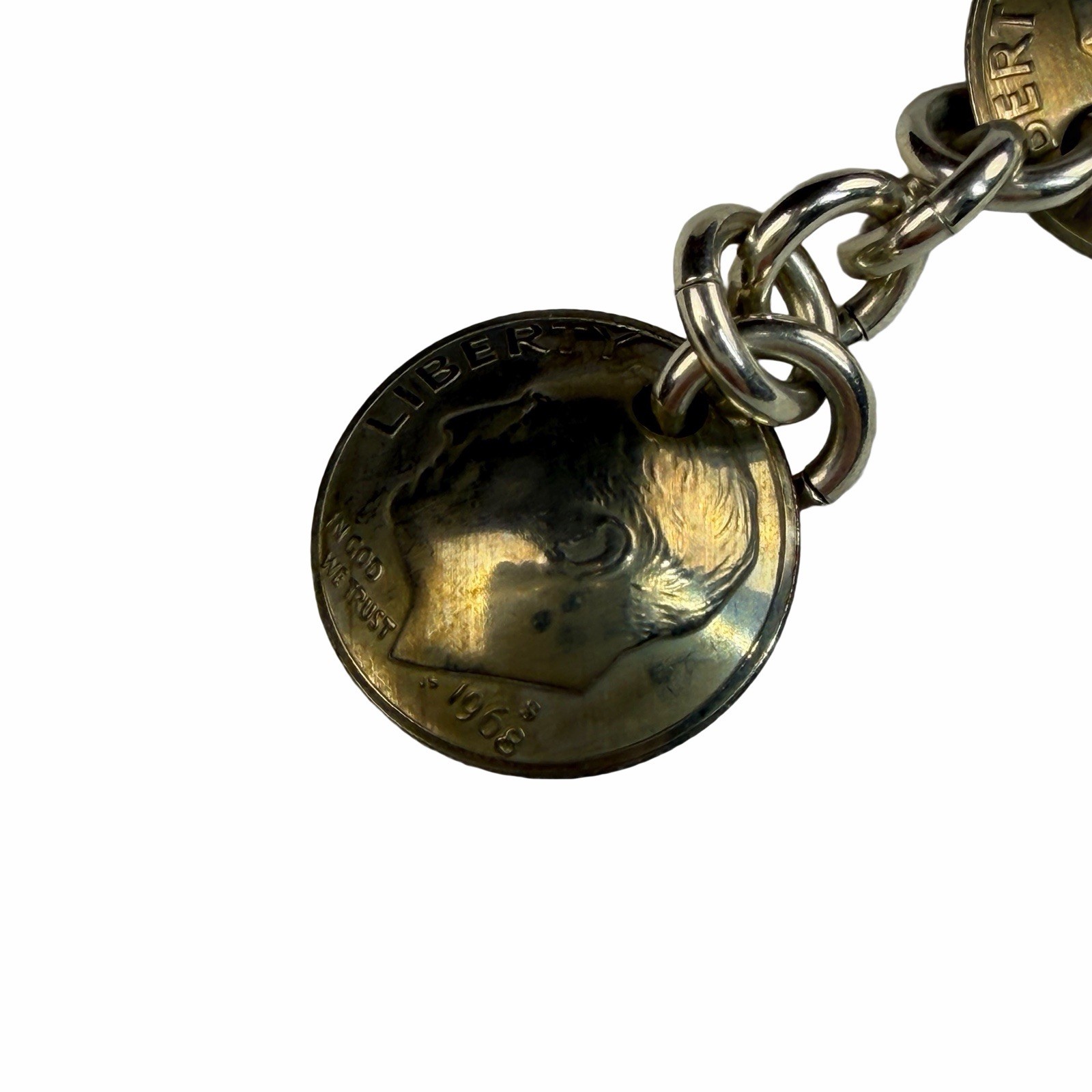 Vintage 1968 DIME US COIN BRACELET 8″