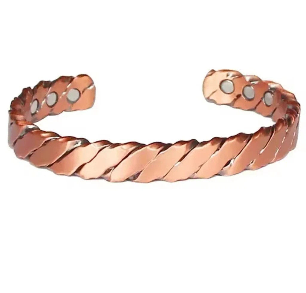 2 Pack Matte Pure Copper Magnetic Bracelet Arthritis Pain Therapy Twist Cuff