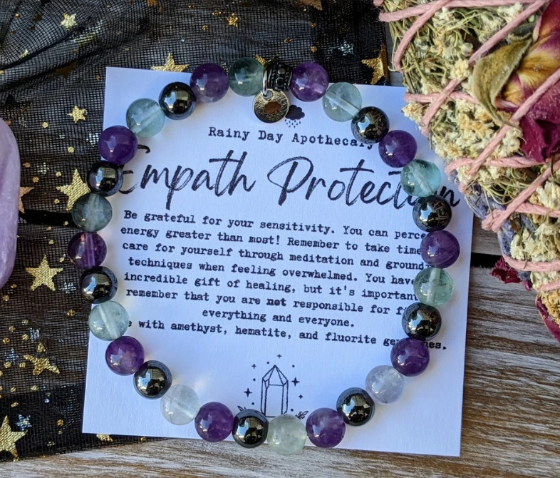 2025 NEW! Empath Protection Bracelet, 6mm Round Bead Stretch Gemstone Bracelet