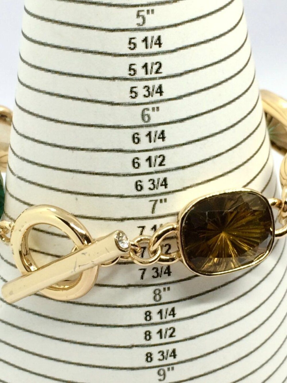 VINTAGE ANNE KLEIN Bracelet Green Brown Opaline Toggle Gold Tone